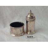 Matching salt and pepper pots with panelled sides - B'ham 1936 - 60g excl liner