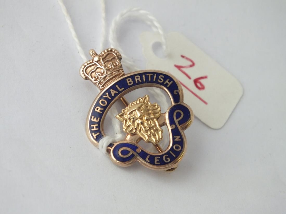 British Legion enamel badge set in 9ct - 4gms