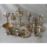 A collection of chalices pattens, wafer container by GD&WS (some plate)