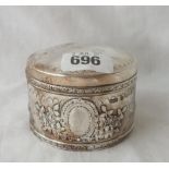 Circular Victorian box with pull off cover - B'ham 1899 - 3" diameter - 144gms