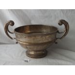 Two handled trophy on spreading rim foot - 14" over handles - Chester 1906 - 1025gms