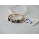 Sapphire & diamond 7 stone ring in 18ct gold - size K