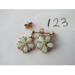 Pair of opal and gold cluster earrings