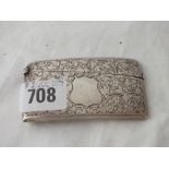 Scroll engraved card case of curved outline - Sheffield 1898