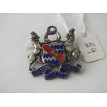 ilver and enamel coat of arms brooch Mitcham Girls School
