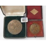 Two French medals in green & red boxes