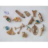 15 ASSORTED 9CT CHARMS - 23.7gms