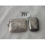 Two vesta cases - 1 x scroll engraved 1910 the other 1900