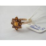 Citrine oval cluster ring set in 9ct - size Q