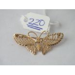 Attractive butterfly brooch set in 9ct - 2.4gms