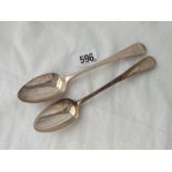 Two George III OEP pattern dessert spoons - 1807/13 - 68g