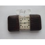 Silver handbag watch in skin case