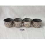 Set of four half fluted salts - Sheffield 1889 - 96g