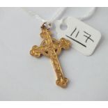 9ct cross pendant - 1.1gms