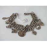 Heavy double strand silver charm bracelet - 76gms