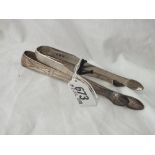 Pairof Georgian bright cut sugar tongs - 1798 & another plain pair 1811