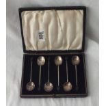 Boxed set of six bean topped spoons - Sheffield 1930