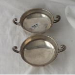 Pair of two handled sweet dishes with spreading foot - 5.5" over handles - B'ham 1907 - 182gms