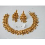 Fancy gold bracelet with matching tassel earring set in high carat gold - 20.9gms Inc.