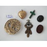 Bag containing back & front locket, cross etc
