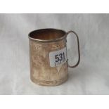 Edwardian christening mug with engraved bands - 2.75" high - Sheffield 1904 by FH - 87g