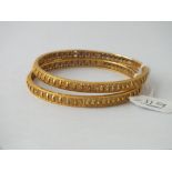 PAIR OF FANCY ORIENTAL STYLE BRACELETS IN 22ct gold - 26.5 gms