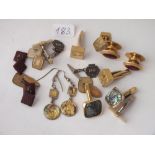 Bag of cufflinks inset with various stones etc.