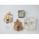 Bag containing MOP cameo brooch & others