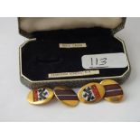 Sedbergh School - pair of gold cased enamel cufflinks in original box