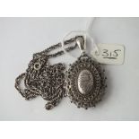 Silver oval locket on chain