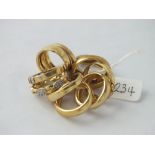 Ten stone set silver gilt rings