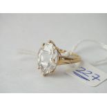 Large stone set oval ring in 9ct - size R - 4.1gms