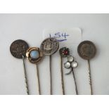 Six assorted stick pins