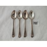 Set of 4 Georgian bright cut teaspoons - 1793