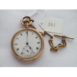 Gilt gents pocket watch with second style and gilt albert