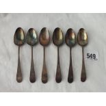 Set of six Georgian bottom marked teaspoons - maker TT