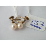 Pair of 9ct pearl set screw earrings