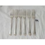 Matched set of six plain Georgian desert forks - 1804 and 1814/17 etc. 212g