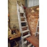 EIGHT STEP ALUMINIUM STEPLADDER WITH SIDE RAILS IN DIRTY CONDITION