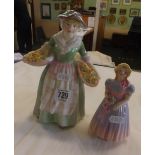 ROYAL DOULTON FIGURE OF DAFFY DOWN DILLY NO. HN1712 PLUS A GAINSBOROUGH FIGURINE ''THE BRIDESMAID''