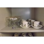SET OF 6 DECORATIVE ROYAL WORCESTER COFFEE CUPS & SAUCERS, SET OF 6 DECORATIVE BIRD CUPS & SAUCERS &