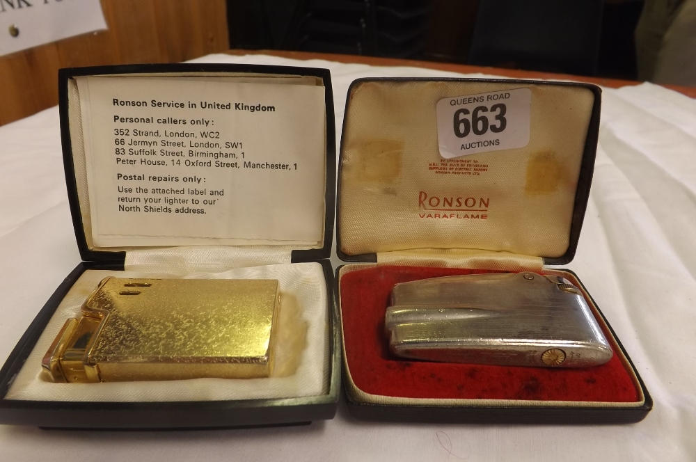 2 VINTAGE RONSON GAS LIGHTERS - 1 BEING GOLD COLOURED - Image 2 of 2