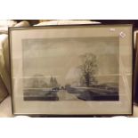 2 LARGE F/G & MOUNTED LANDSCAPE ETCHINGS