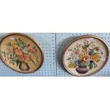 PAIR OF FLORAL WALL PLAQUES (ONE A/F)