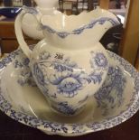 GOOD QUALITY BLUE & WHITE JUG & EWER SET