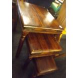 A NEST OF 3 CARVED WOODEN TABLES WITH TURNED LEGS (PROBABLY MEXICAN)