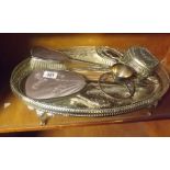PLATED GALLERY TRAY WITH DRESSING TABLE SET & OTHER PIECES