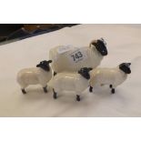 THE BESWICK BLACK FACE SHEEP MOTHER WITH 3 LAMBS