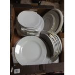 2 CARTONS OF WHITE COMMERCIAL STYLE CUPS, SAUCERS, PLATES ETC