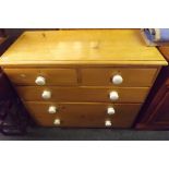 PINE CHEST OF 3 LONG & 2 SHORT DRAWERS 40'' WIDE